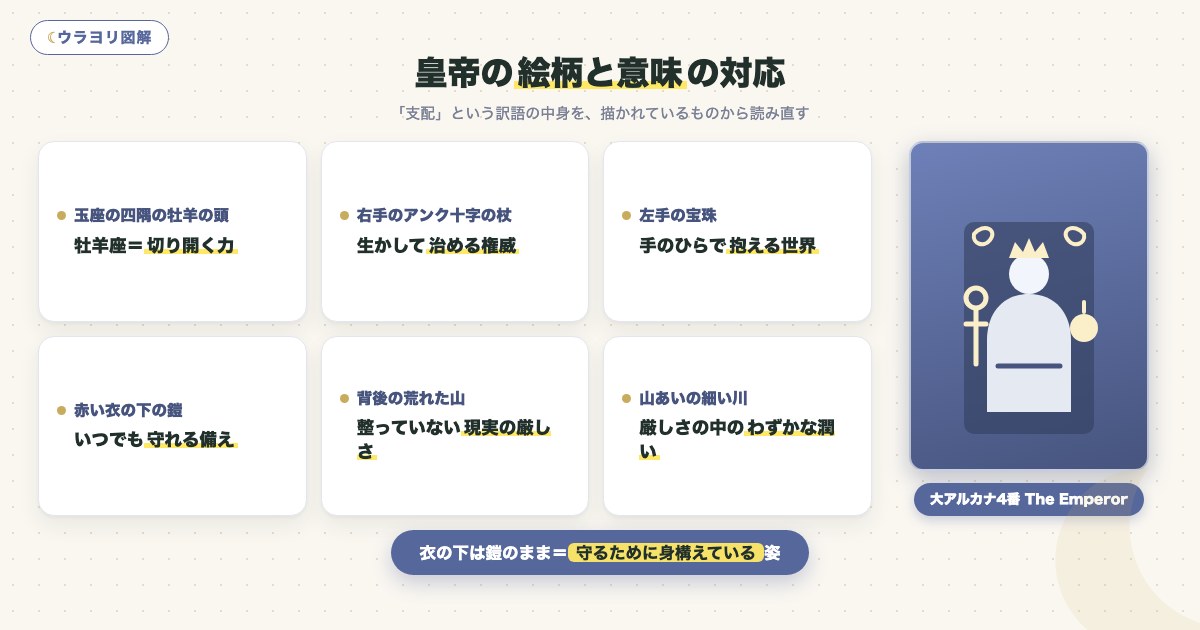 図解:皇帝の絵柄と意味の対応