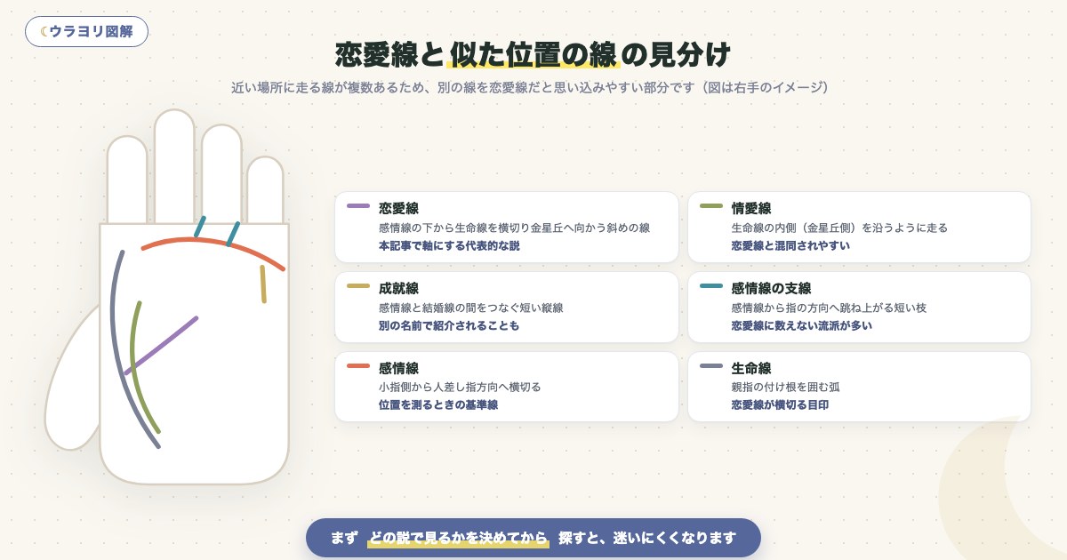図解:恋愛線と似た位置の線の見分け