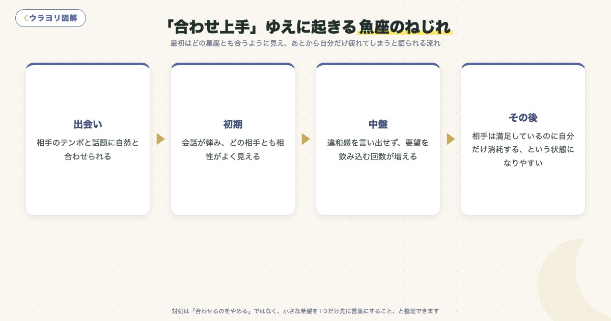 図解:「合わせ上手」ゆえに起きる魚座のねじれ