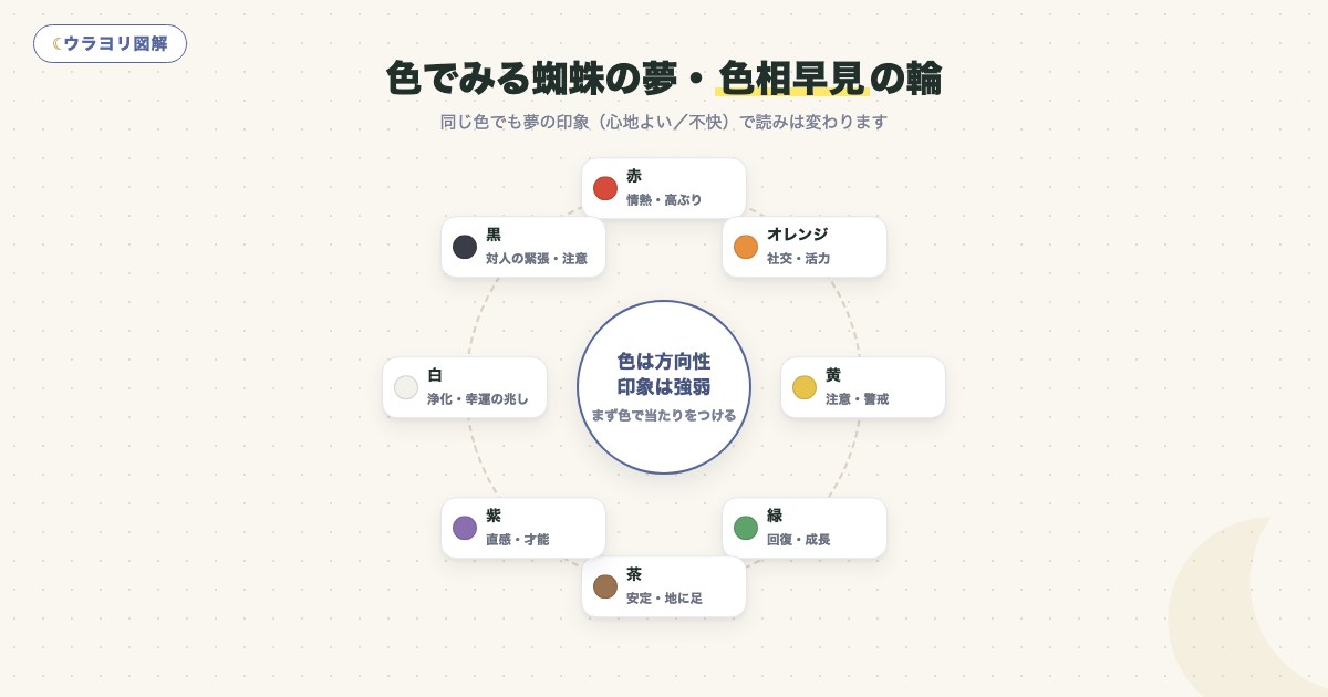 図解:色でみる蜘蛛の夢・色相早見の輪