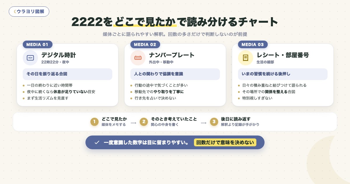 図解:2222をどこで見たかで読み分けるチャート