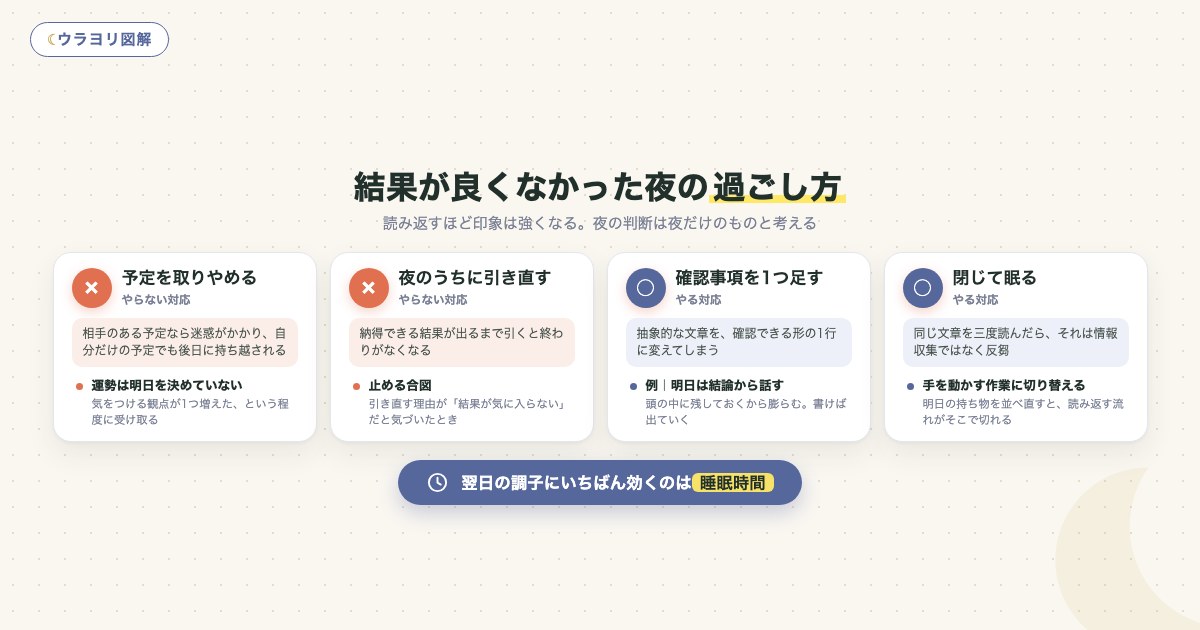 図解:結果が良くなかった夜の過ごし方