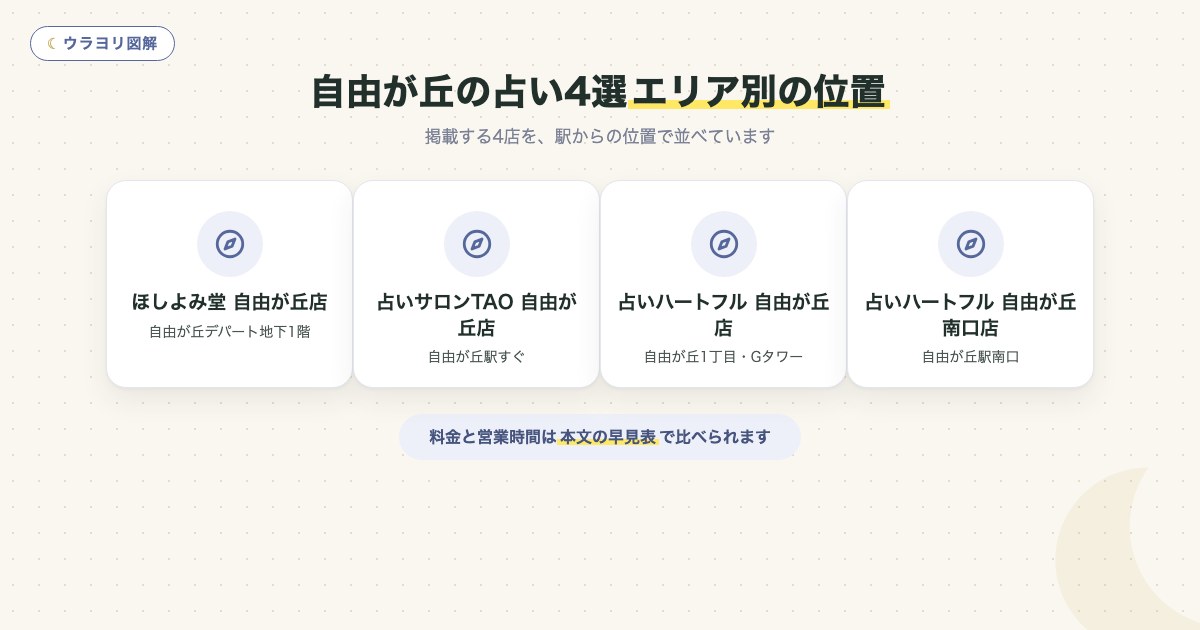 図解:自由が丘の占い4選エリア別の位置