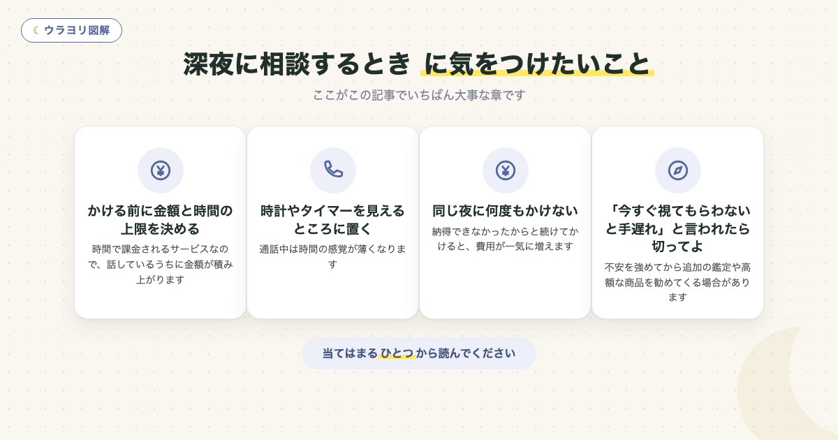 図解:深夜に相談するとき に気をつけたいこと