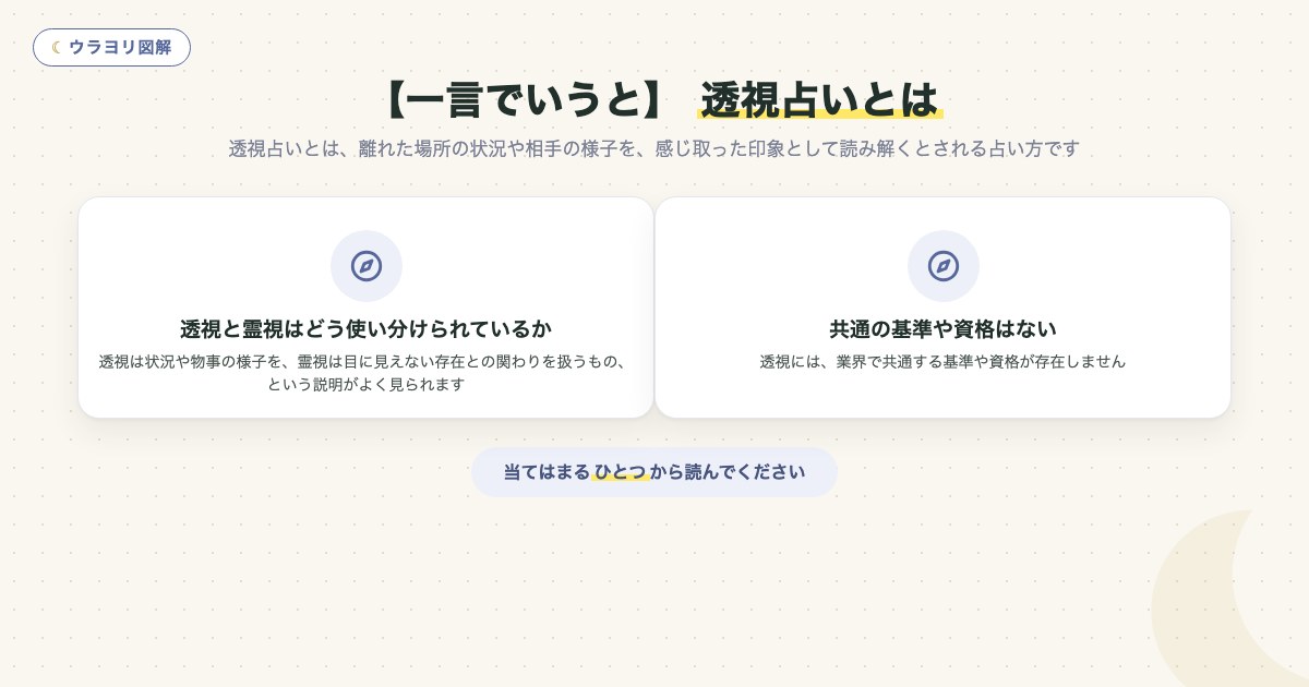 図解:【一言でいうと】 透視占いとは