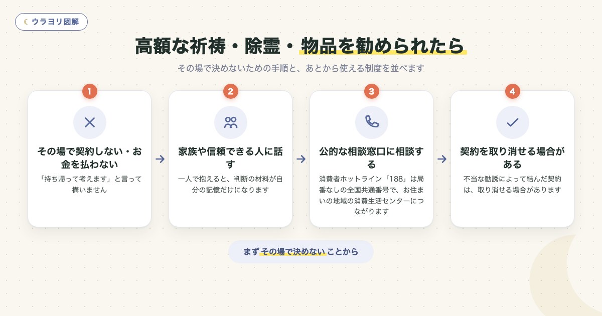 図解:高額な祈祷・除霊・物品を勧められたら