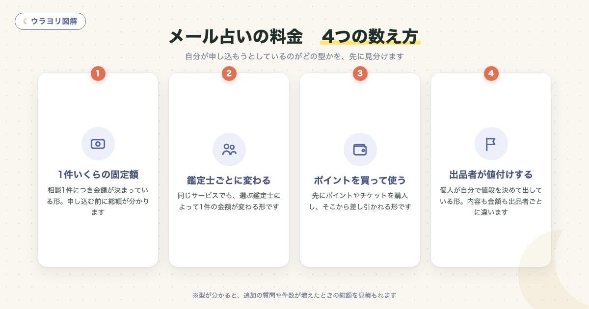 図解:メール占いの料金 4つの数え方