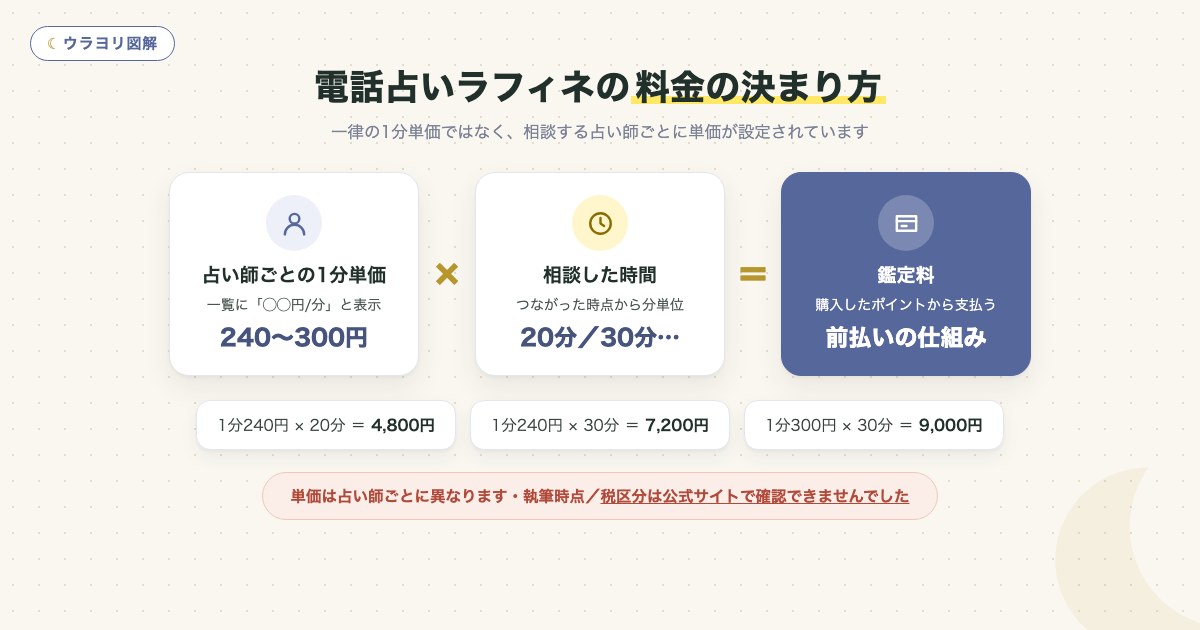 図解:電話占いラフィネの料金の決まり方