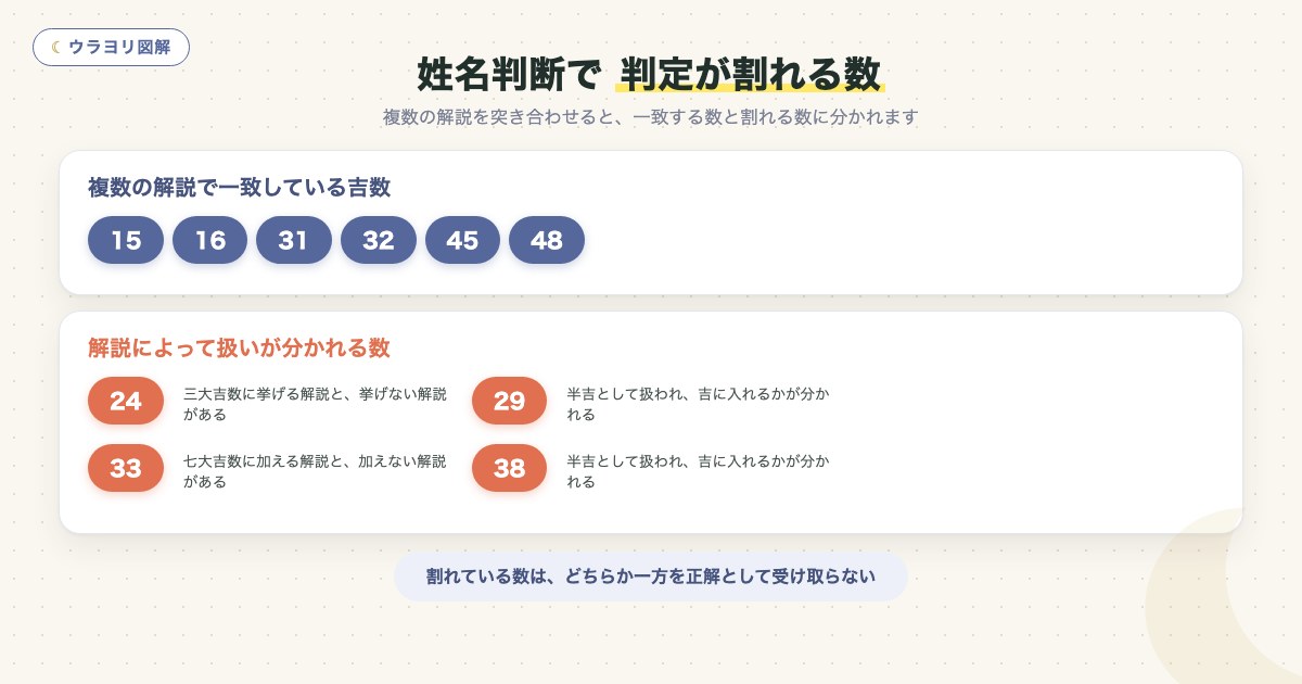 図解:姓名判断で 判定が割れる数