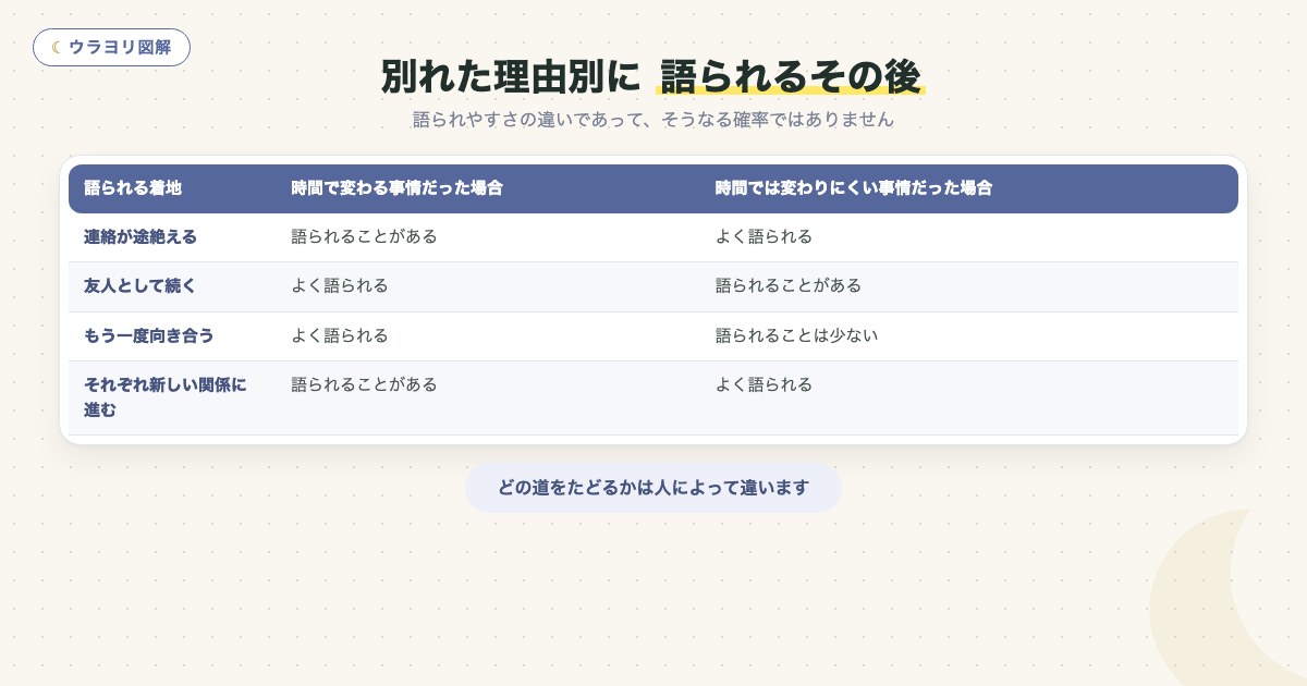 図解:別れた理由別に 語られるその後
