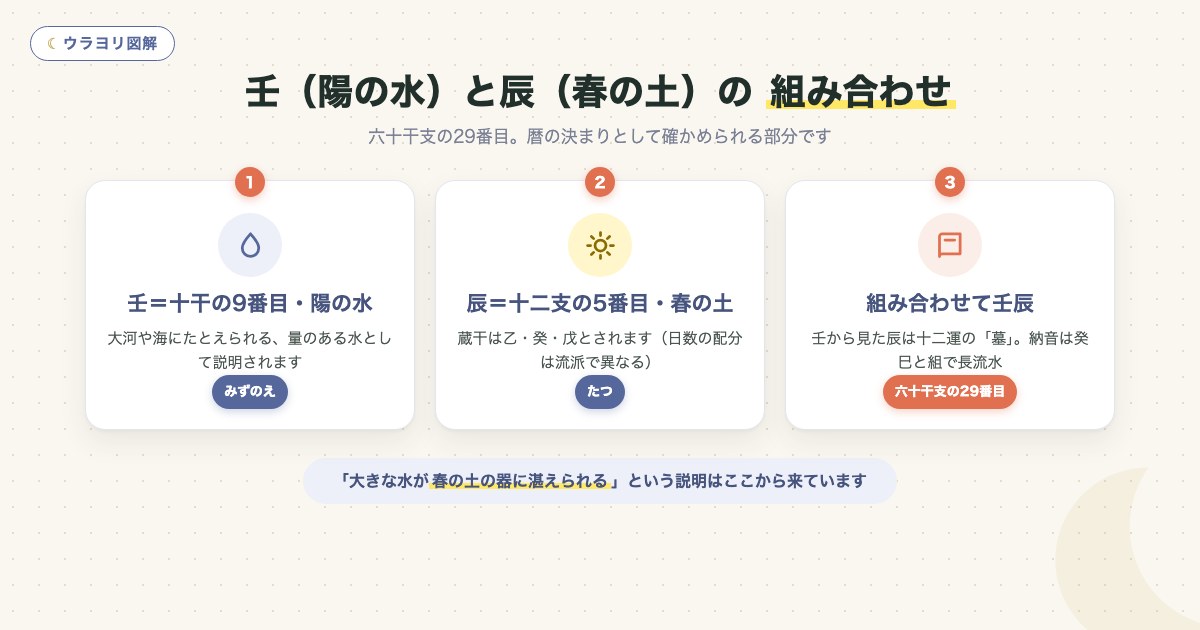 図解:壬(陽の水)と辰(春の土)の 組み合わせ