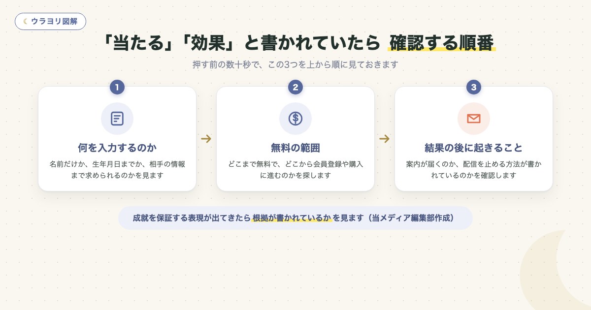 図解:「当たる」「効果」と書かれていたら 確認する順番