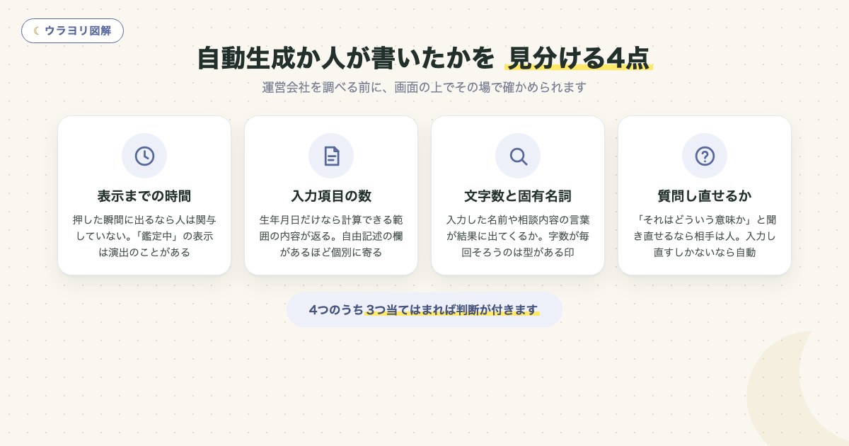 図解:自動生成か人が書いたかを 見分ける4点