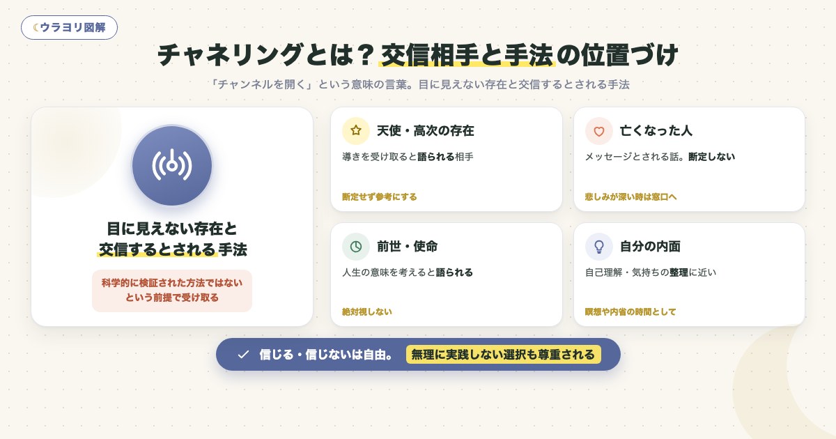 図解:チャネリングとは?交信相手と手法の位置づけ