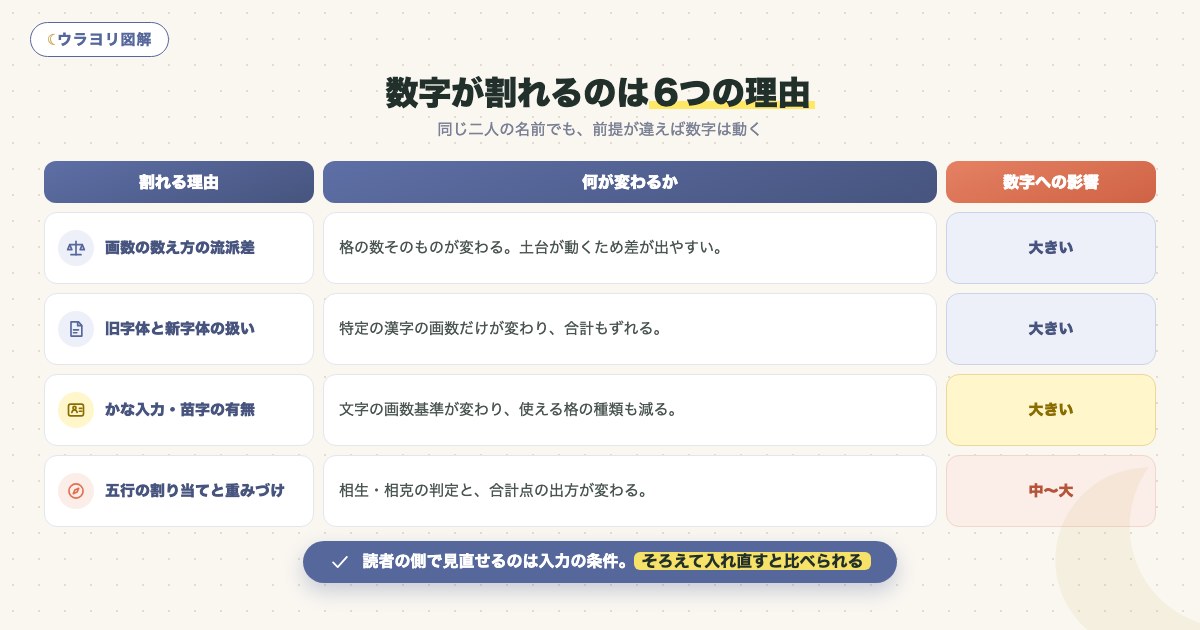 図解:数字が割れるのは6つの理由