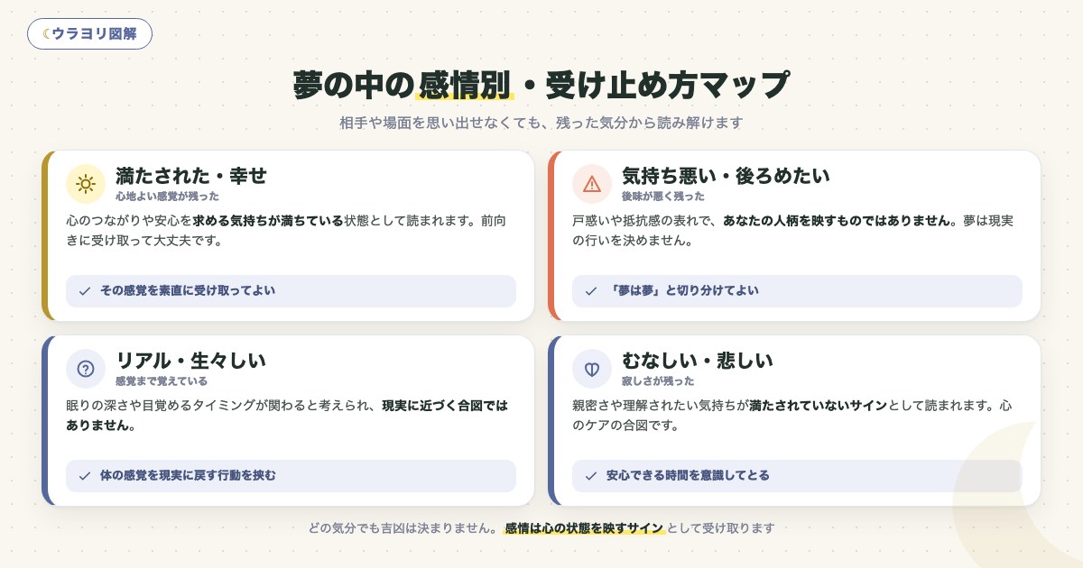 図解:夢の中の感情別・受け止め方マップ
