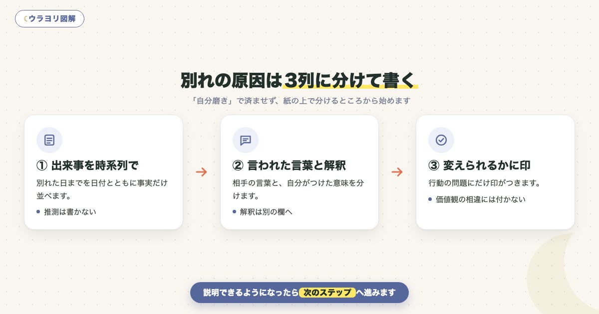 図解:別れの原因は3列に分けて書く