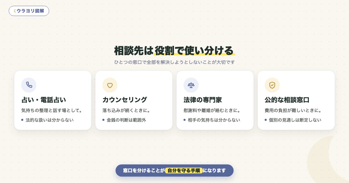 図解:相談先は役割で使い分ける