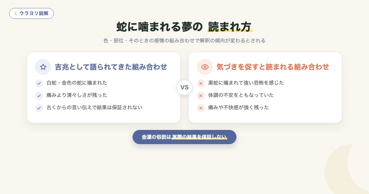 図解:蛇に噛まれる夢の 読まれ方