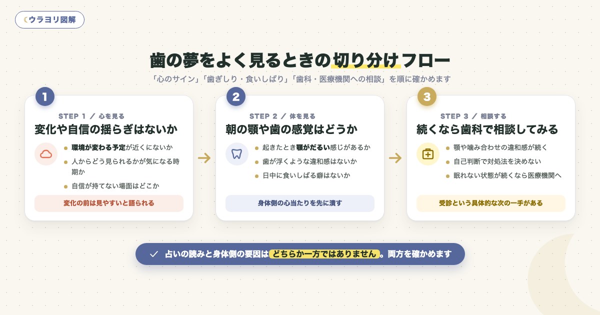 図解:歯の夢をよく見るときの切り分けフロー