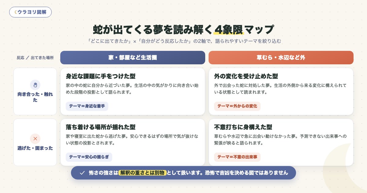 図解:蛇が出てくる夢を読み解く4象限マップ