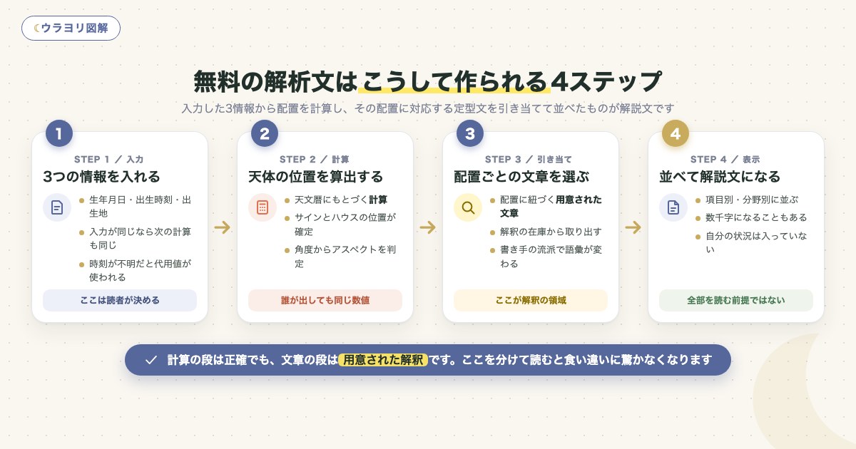 図解:無料の解析文はこうして作られる4ステップ