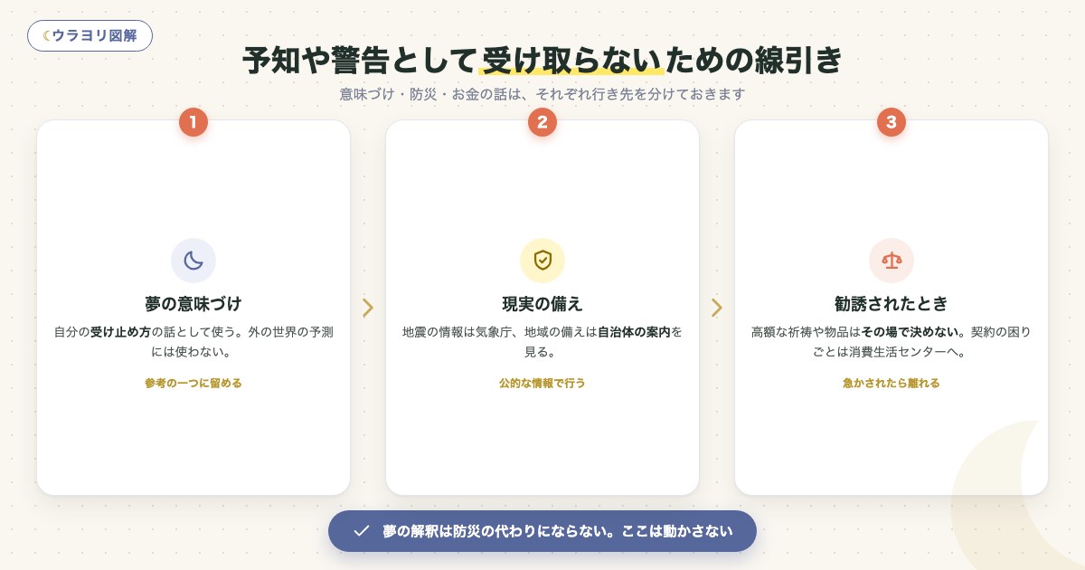 図解:予知や警告として受け取らないための線引き