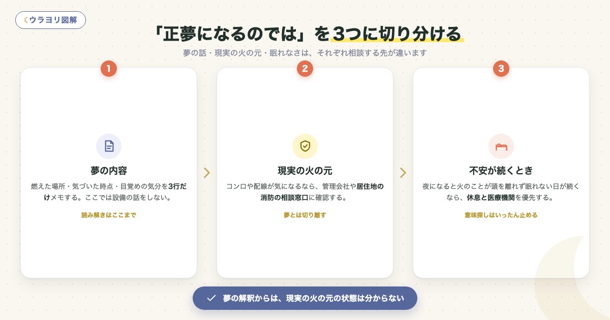図解:「正夢になるのでは」を3つに切り分ける