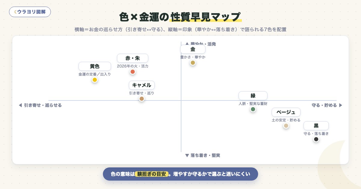 図解:色×金運の性質早見マップ