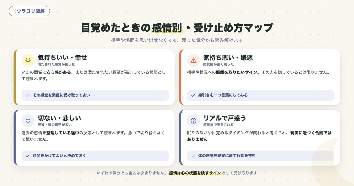 図解:目覚めたときの感情別・受け止め方マップ