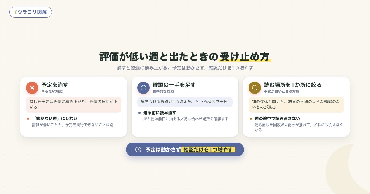 図解:評価が低い週と出たときの受け止め方