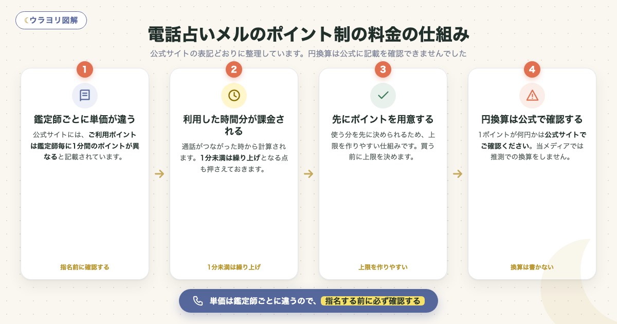 図解:電話占いメルのポイント制の料金の仕組み