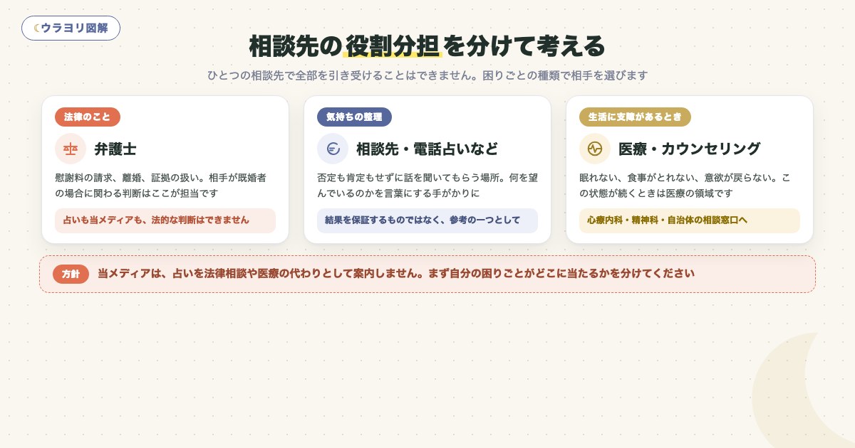 図解:相談先の役割分担を分けて考える