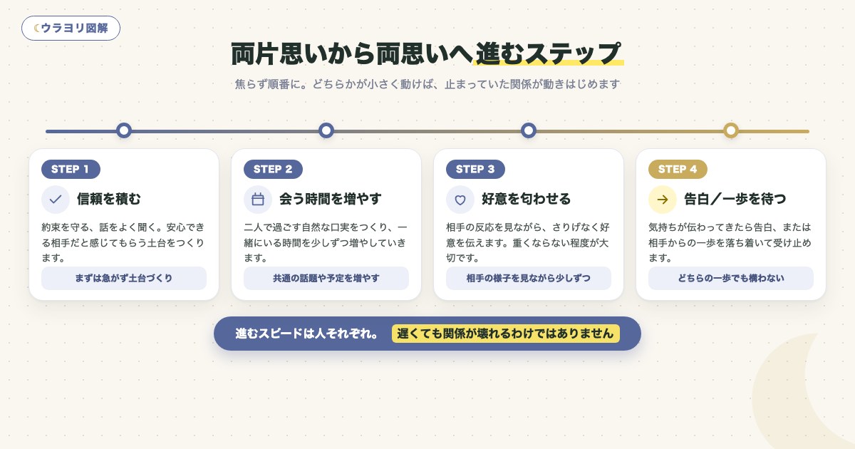 図解:両片思いから両思いへ進むステップ