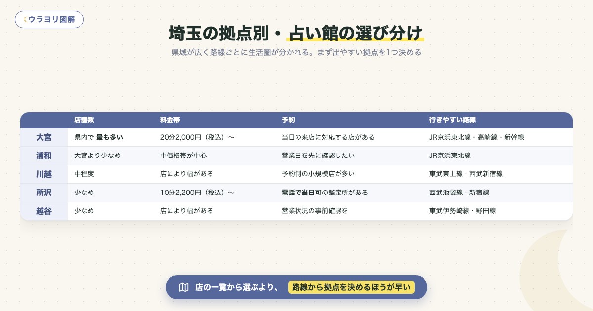 図解:埼玉の拠点別・占い館の選び分け
