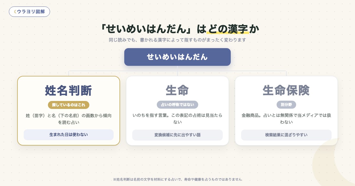 図解:「せいめいはんだん」はどの漢字か