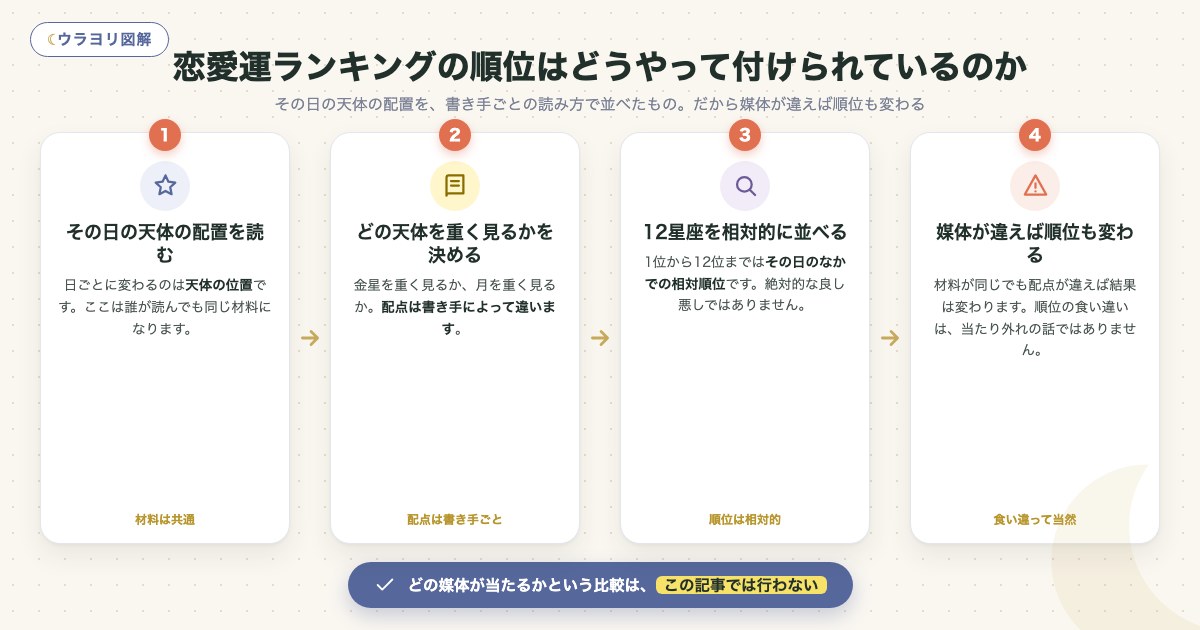 図解:恋愛運ランキングの順位はどうやって付けられているのか