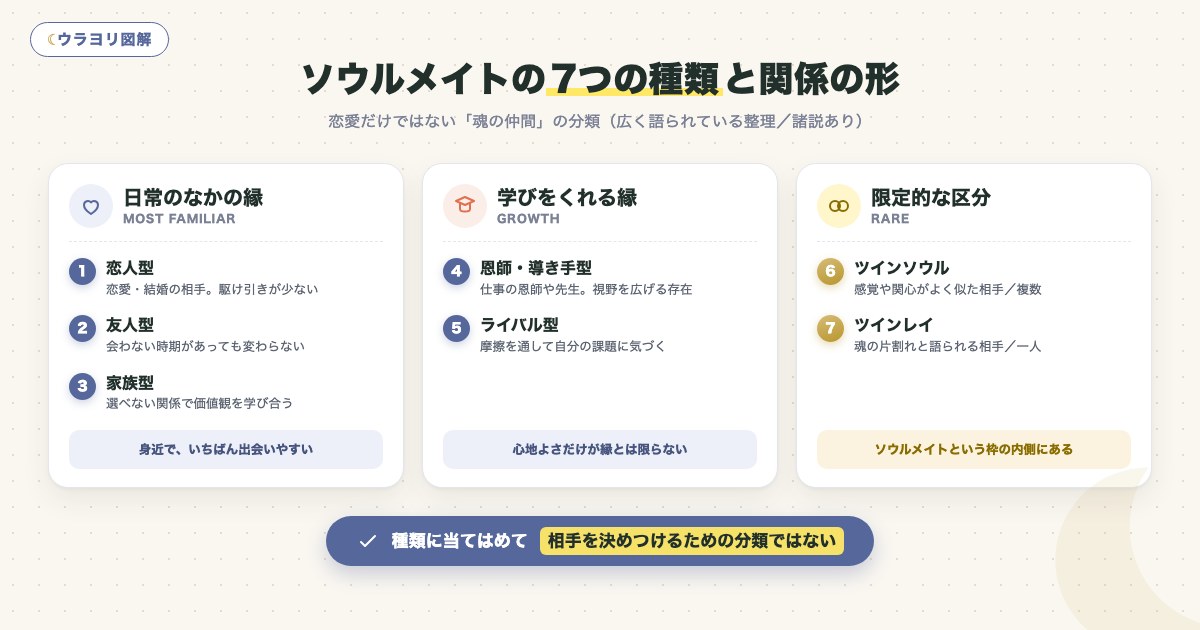 図解:ソウルメイトの7つの種類と関係の形