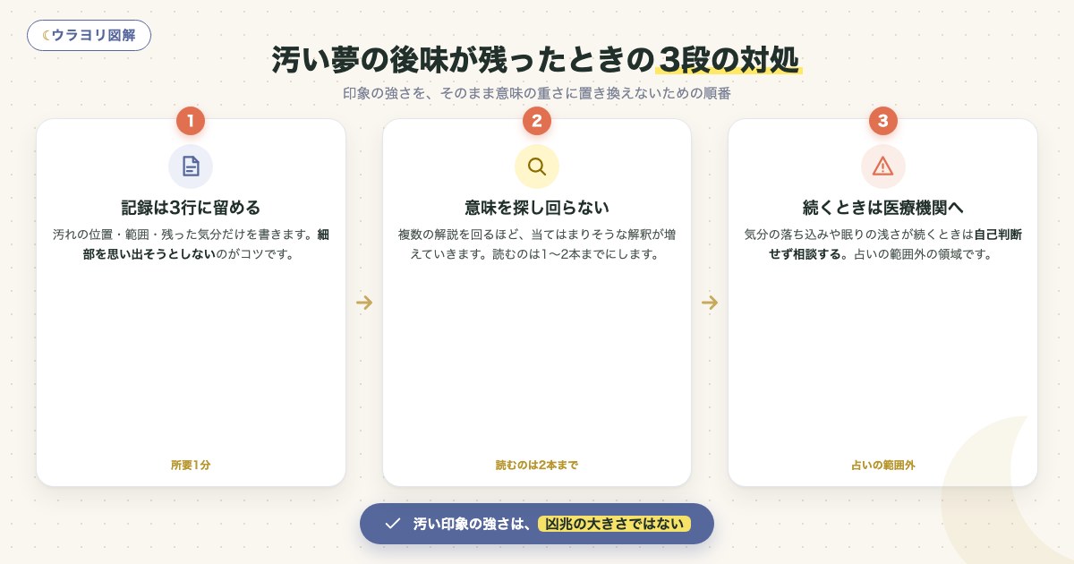図解:汚い夢の後味が残ったときの3段の対処