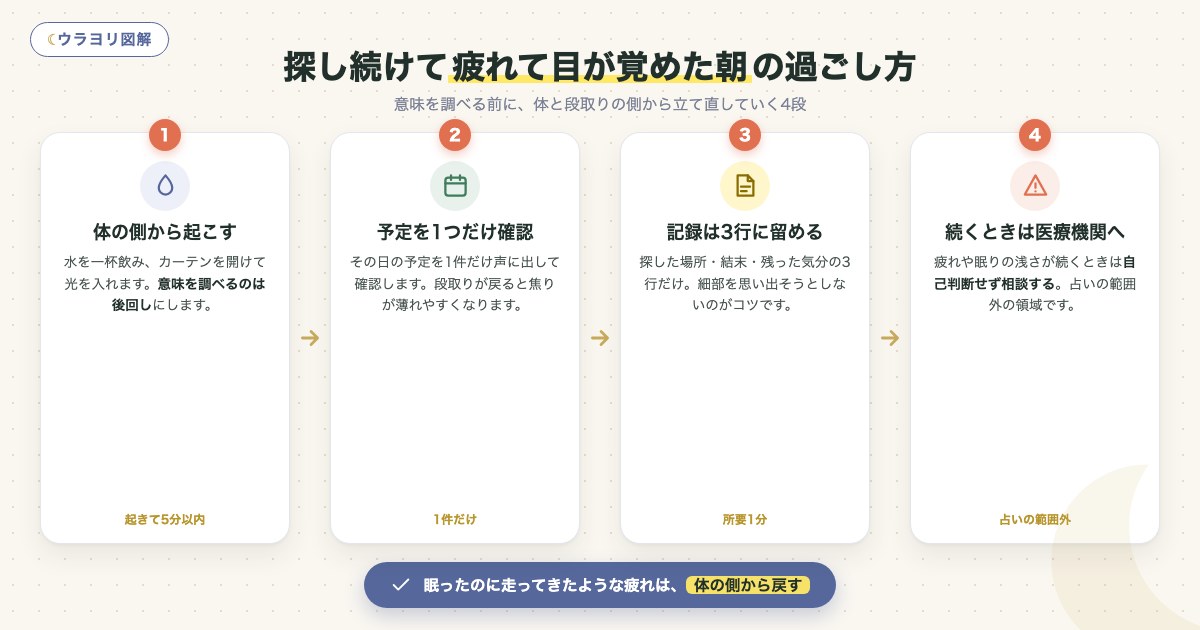 図解:探し続けて疲れて目が覚めた朝の過ごし方