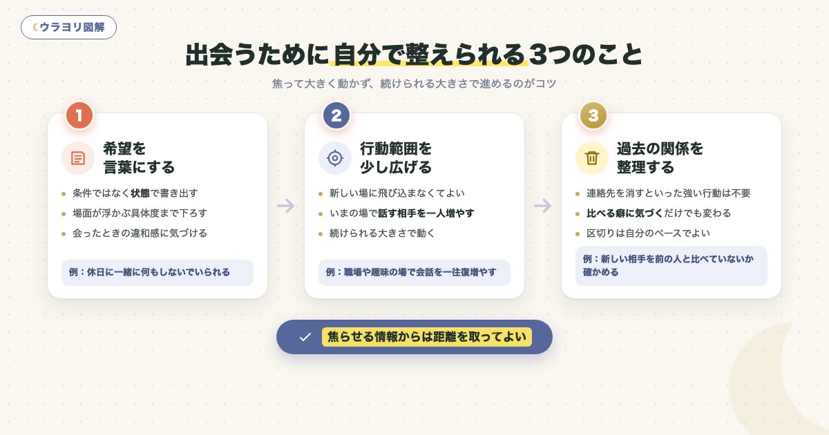 図解:出会うために自分で整えられる3つのこと