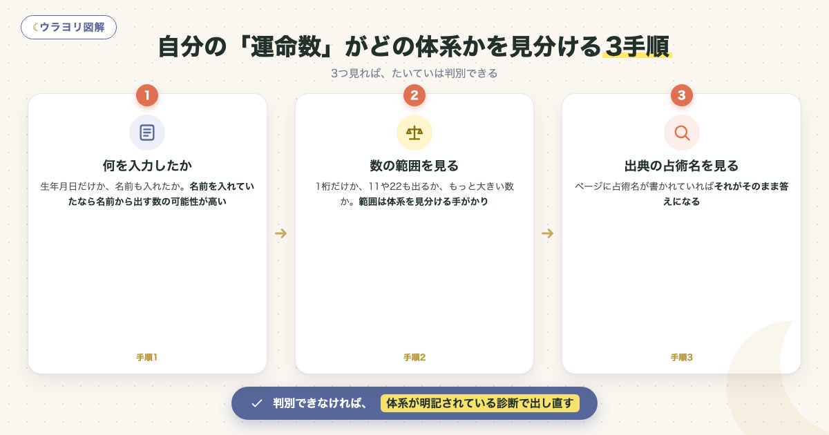 図解:自分の「運命数」がどの体系かを見分ける3手順
