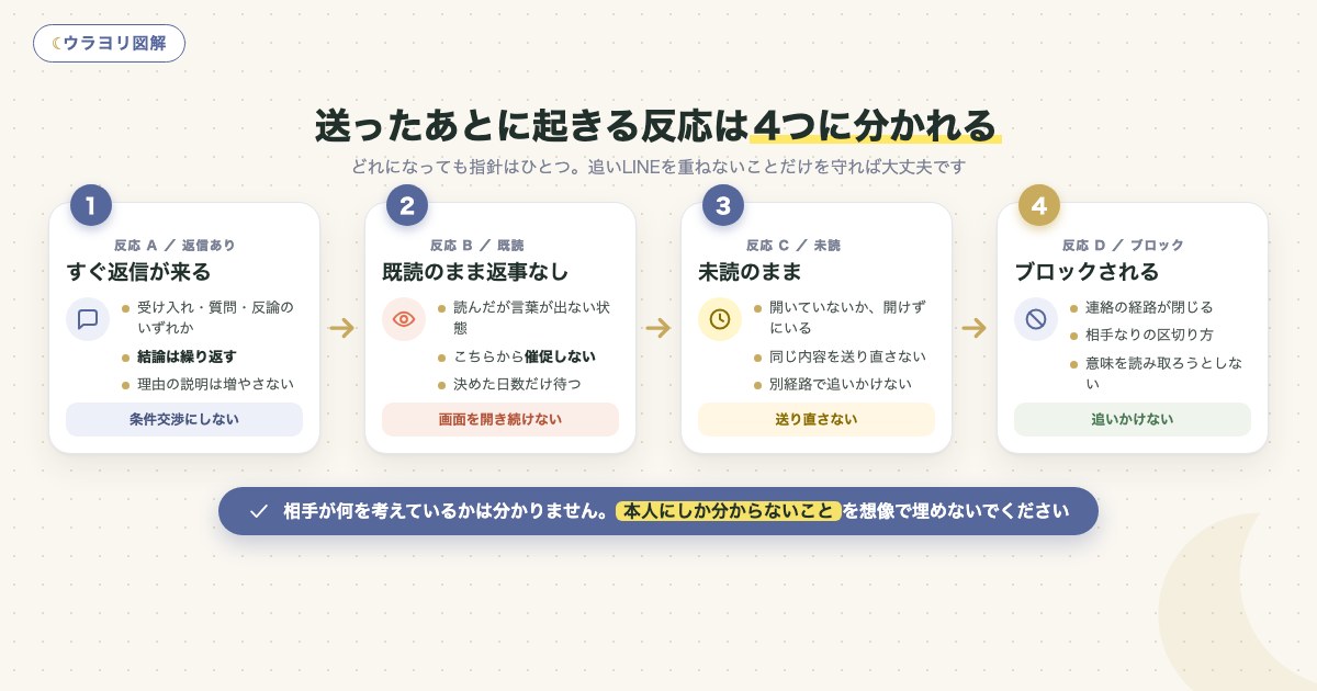 図解:送ったあとに起きる反応は4つに分かれる