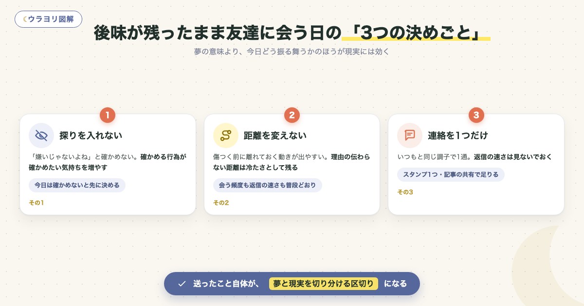 図解:後味が残ったまま友達に会う日の「3つの決めごと」